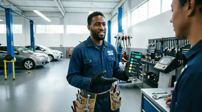 Mechanic using Little Market POS